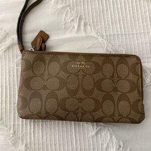 Coach Brown Signature Wristlet